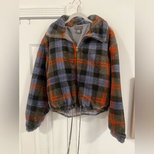 Sans Souci Plaid Fur Jacket